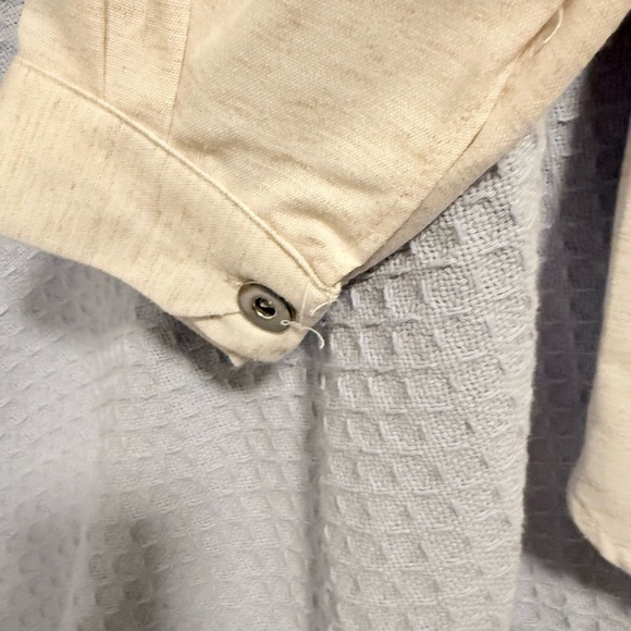 Pobyum Park Cream and Blue Leaf Print Button-Up Shirt - Picture 9 of 9